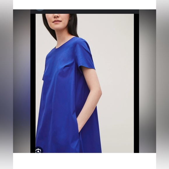 Cos A line asymmetric boxy swing royal blue dress,size 2 - Picture 5 of 8
